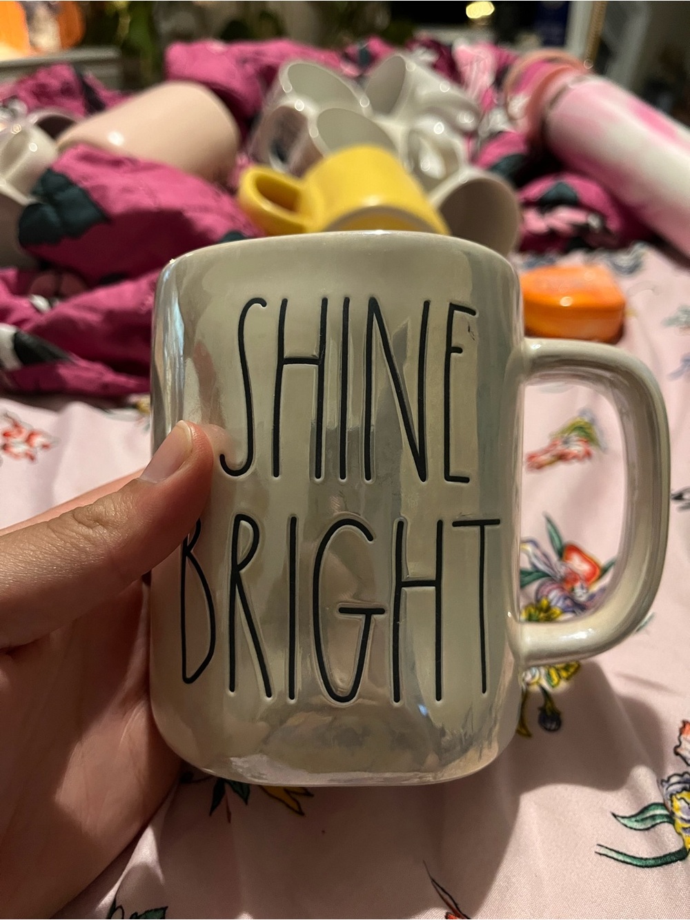 Rae Dunn Shiny ✨ Ceramic Mug with Black 'SHINE BRIGHT' Lettering